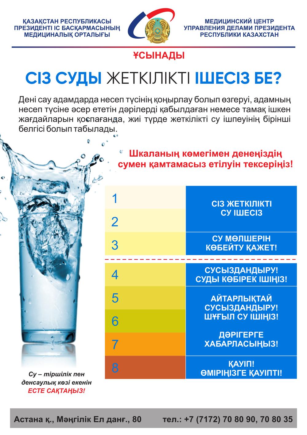 Листовка Питье воды цвет мочи kaz
